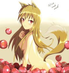 Rule 34 | 00s, animal ears, apple, ass, food, fruit, holo, nude, solo, spice and wolf, tail, wolf ears, wolf tail
