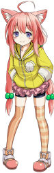 Rule 34 | 1girl, ahoge, alternate costume, animal ear fluff, animal ears, asymmetrical legwear, bike shorts, black shorts, blue eyes, blush, boots, cat ears, closed mouth, collarbone, drawstring, full body, hair between eyes, hair bobbles, hair ornament, hands in pockets, hinata channel, hood, hood down, hoodie, jd (bibirijd), layered skirt, leaning forward, long hair, long sleeves, low twintails, miniskirt, mismatched legwear, nekomiya hinata, orange thighhighs, pigeon-toed, pink hair, pink skirt, pleated skirt, short shorts, shorts, sidelocks, simple background, skirt, smile, solo, standing, striped clothes, striped thighhighs, thighhighs, twintails, very long hair, virtual youtuber, white background, white footwear, yellow hoodie