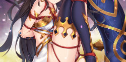 Rule 34 | 1girl, armlet, arms behind back, asymmetrical legwear, bare shoulders, bdsm, blue legwear, blush, bondage, bound, bound arms, bow, bra, breast bondage, breasts, choker, cleavage, fate/grand order, fate (series), hair bow, highres, ishtar (fate), jewelry, long hair, looking at viewer, red rope, restrained, rope, shibari, shibari over clothes, underwear, uneven legwear, very long hair, yiduan zhu