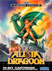 Rule 34 | alisia dragoon, alisia dragoon (character), armor, artist request, bikini armor, box art, dragon, gainax, game arts, highres, logo, mega drive, sega