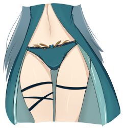 Rule 34 | 1girl, blue panties, character request, clothing cutout, commentary, highres, navel cutout, panties, suli (shokenbars), underwear, wixoss