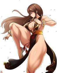 Rule 34 | 1girl, absurdres, alternate hair length, alternate hairstyle, backless dress, backless outfit, bare legs, black dress, black nails, bracelet, braid, breasts, brown hair, capcom, china dress, chinese clothes, chun-li, cleavage, covered erect nipples, curvy, dress, fighting stance, flats, from side, highres, jewelry, jmg, large breasts, long hair, nail polish, no bra, no panties, official alternate costume, pelvic curtain, serious, shiny skin, side braids, sidelocks, solo, spiked bracelet, spikes, standing, standing on one leg, street fighter, street fighter v, thick thighs, thighs, white footwear, wind, wind lift