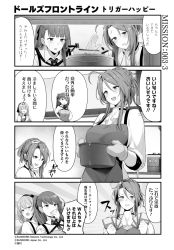Rule 34 | 3girls, 4koma, ahoge, apron, baking, braid, closed eyes, comic, commentary request, floppy disk, french braid, girls&#039; frontline, greyscale, hair ribbon, half updo, lee-enfield (girls&#039; frontline), long hair, long sleeves, monochrome, multiple girls, necktie, official art, open mouth, oven, oven mitts, ribbon, sidelocks, smile, springfield (girls&#039; frontline), tobimura, translation request, wa2000 (girls&#039; frontline)