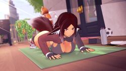 Rule 34 | 1girl, 3d, airi oshi (cute birdd), animal, animal ear fluff, animal ears, animated, ass, ball, bird, blurry, blurry background, bouncing breasts, breasts, cellphone, choker, cleavage, concentrating, cute birdd, doorknob, exercising, fingerless gloves, freckles, gloves, highres, koikatsu (medium), large breasts, long sleeves, musical note, original, parted bangs, phone, push-ups, red eyes, shoes, sideways glance, sneakers, soccer ball, solo, sunlight, tagme, tail, tree, video, wooden floor, workout clothes