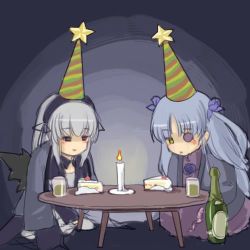 Rule 34 | 00s, barasuishou, birthday, cake, candle, food, hat, lonely, lowres, party hat, partyhats, pastry, rozen maiden, suigintou