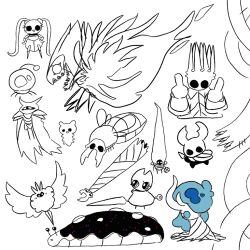 Rule 34 | 2girls, 2others, 4boys, alternate form, antennae, armor, arthropod boy, arthropod girl, broken vessel (hollow knight), bug, chibi, cloak, cropped torso, double middle finger, floating, from side, greyscale, grimm (hollow knight), hands on own hips, happy, holding, holding shield, holding weapon, hollow knight, hornet (hollow knight), insect, joni (hollow knight), knight (hollow knight), lifeseed (hollow knight), looking at viewer, maggot (hollow knight), middle finger, monochrome, monster, moth, multiple boys, multiple girls, multiple others, nail (hollow knight), needle (hollow knight), open mouth, pale king (hollow knight), profile, radiance (hollow knight), sakana 2-gou, sharp teeth, shield, shoulder armor, simple background, sketch, slug, smile, solid circle eyes, spot color, teeth, tiso, unn (hollow knight), upper body, vengefly king (hollow knight), weapon, white background, xero (hollow knight), zote