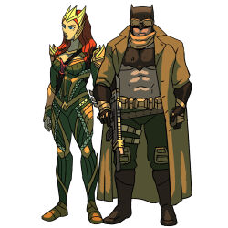 1boy 1girl amber_heard aquaman_(series) armor artist_request batman batman_(series) ben_affleck bruce_wayne crown dc_comics dc_extended_universe highres justice_league knight long_hair mera_(dc) non-web_source princess queen red_hair witch