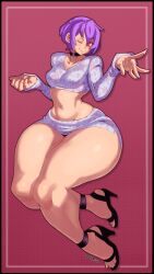 Rule 34 | 1girl, absurdres, breasts, collarbone, high heels, highres, lilith aensland, navel, one eye closed, solo, stomach, thick thighs, thighs, vampire (game), wink