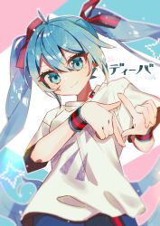 Rule 34 | 1girl, ahoge, aqua eyes, aqua hair, beamed eighth notes, blush, bracelet, breasts, closed mouth, commentary, cowboy shot, eighth note, finger frame, fingernails, hair between eyes, hair ornament, hatsune miku, highres, jewelry, long hair, long sideburns, musical note, shirt, short sleeves, sideburns, simple background, small breasts, smile, solo, thick eyelashes, translated, tsuchinoko (tutituti0125), twintails, vocaloid, white shirt