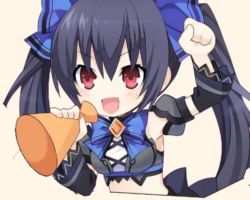 Rule 34 | armpits, black hair, breasts, highres, medium breasts, neptune (series), noire (neptunia), official art, red eyes, tsunako, twintails