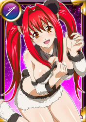 Rule 34 | 00s, 1girl, breasts, card (medium), female focus, hair ornament, ikkitousen, kanpei, large breasts, long hair, long twintails, looking at viewer, open mouth, red hair, solo, twintails