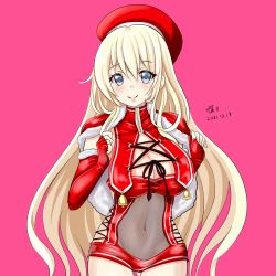 Rule 34 | 1girl, alternate costume, atago (kancolle), beret, blonde hair, blue eyes, breasts, capelet, covered navel, detached sleeves, fur-trimmed capelet, fur-trimmed sleeves, fur trim, hat, highres, kantai collection, large breasts, long hair, red capelet, red hat, red sleeves, solo, tk8d32