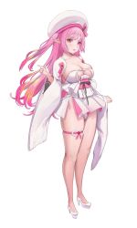 Rule 34 | artist request, breasts, collarbone, destiny child, full body, hat, high heels, highres, large breasts, panties, pink hair, pointy ears, ribbon, senga (destiny child), tagme, thigh strap, twintails, underwear