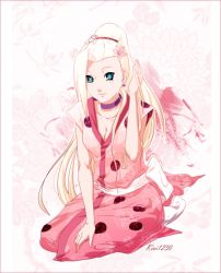 Rule 34 | 1girl, blonde hair, blue eyes, breasts, choker, cleavage, earrings, female focus, flower, full body, hair flower, hair ornament, japanese clothes, jewelry, kivi1230, long hair, naruto, naruto (series), plant, ponytail, smile, solo, white background, yamanaka ino