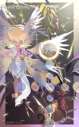 Rule 34 | 2boys, angel wings, arm tattoo, artist name, blonde hair, blue eyes, bracelet, character name, chest tattoo, dated, digimon, digimon (creature), digimon frontier, dragon, e volution, facial mark, jewelry, looking at viewer, lucemon, lucemon falldown mode, lucemon satan mode, male focus, monster, multiple boys, multiple wings, open mouth, seraph, shaded face, sharp teeth, tattoo, teeth, wings
