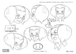Rule 34 | 1girl, 2010, absurdres, character sheet, copyright name, creatures (company), dated, game freak, glasses, highres, monochrome, multiple views, nintendo, official art, pokemon, pokemon: zoroark: master of illusions, pokemon (anime), pokemon dppt (anime), rowena (pokemon), scan, simple background, smile, solo, translation request, upper body, white background