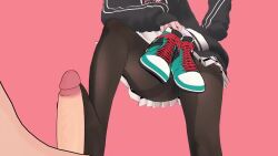 Rule 34 | 1boy, 1girl, animated, blue archive, chicken420, clothed female nude male, elbow on knee, feet, femdom, foot focus, footjob, holding, holding shoes, kazusa (blue archive), long sleeves, looping animation, nude, panties, panties under pantyhose, pantyhose, pantyshot, penis, shoes, unworn shoes, skirt, standing, standing on one leg, tagme, uncensored, underwear, video