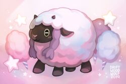 Rule 34 | animal focus, cotton candy, creatures (company), driftwoodwolf, full body, game freak, gen 8 pokemon, horns, nintendo, no humans, pink background, pokemon, pokemon (creature), sheep, sheep horns, solo, star (symbol), wooloo