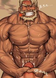 Rule 34 | 2boys, abs, bara, beard, blush, cigar, completely nude, cum, cum in mouth, cum on body, cum on male, cum on pectorals, dark-skinned male, dark skin, deepthroat, dobito mn, facial hair, fellatio, forked eyebrows, from above, grin, highres, large pectorals, light brown hair, male focus, mature male, multiple boys, muscular, muscular male, navel, navel hair, neck grab, nipples, nude, oral, original, pectorals, short hair, sideburns, smile, smoke, smoking, solo focus, stomach, thick eyebrows, torogao, veins, yaoi