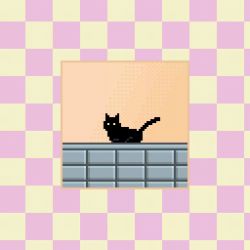 Rule 34 | animal, animal ears, animal focus, animated, animated gif, black cat, cat, cat ears, cat tail, checkered background, looking at viewer, no humans, original, pink background, pixel art, solo, tail, tail wagging, tsukimiya toito, yellow background, yellow eyes