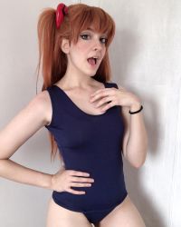 Rule 34 | 1girl, brazilian (nationality), breasts, brown hair, cosplay, fingernails, highres, memepantazis, neon genesis evangelion, one-piece swimsuit, open mouth, photo (medium), real life, school swimsuit, souryuu asuka langley, souryuu asuka langley (cosplay), swimsuit, tsundere, twintails, twitter username, two side up