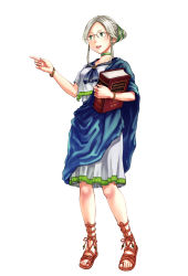 Rule 34 | 1girl, anbe yoshirou, ancient greek clothes, apoptygma, aristotle, blonde hair, book, bracelet, choker, english text, genderswap, genderswap (mtf), glasses, greco-roman clothes, green eyes, highres, himation, jewelry, open mouth, peplos, pointing, simple background, solo, source request, tetsugaku girls, toga, white background
