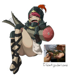 Rule 34 | 1girl, absurdres, armor, bad id, bad pixiv id, black footwear, closed eyes, cross-laced footwear, crying, dark-skinned female, dark skin, full body, gauntlets, gladiator sandals, gomulgong, helmet, highres, holding, holding tail, knee pads, knees up, knight, lizard tail, open mouth, original, pauldrons, personification, photo inset, pleated skirt, red hair, reference inset, reptile, reptile girl, sandals, scar, scar on leg, severed tail, short hair, shoulder armor, simple background, sitting, skirt, solo, tail, tears, white background, white skirt