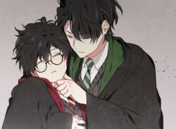 Rule 34 | 2boys, brown hair, glasses, hand on chin, harry potter, harry potter (series), male focus, multiple boys, red eyes, shirt, sleeping, tom marvolo riddle, wizarding world, yaoi