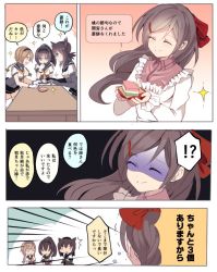 Rule 34 | !?, 10s, 3koma, 4girls, ^^^, akizuki (kancolle), bad id, bad twitter id, bow, brown hair, cis (carcharias), closed mouth, comic, commentary request, closed eyes, hair bow, hair ornament, hairclip, hatsuzuki (kancolle), hishimochi, kantai collection, long hair, mamiya (kancolle), multiple girls, pantyhose, red bow, shaded face, short hair, sparkle, teruzuki (kancolle), thighhighs, translation request, trembling, | |
