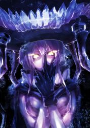 Rule 34 | 10s, 1girl, abyssal ship, bodysuit, gloves, glowing, glowing eyes, headgear, kantai collection, nina (ninageya), pale skin, solo, tentacles, white hair, wo-class aircraft carrier, yellow eyes