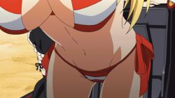 Rule 34 | 3girls, animated, animated gif, artoria pendragon (alter swimsuit rider) (fate), artoria pendragon (fate), bikini, black hair, blonde hair, bouncing breasts, breasts, checkered flag, fate/grand order, fate (series), flag, green eyes, ishtar (fate), ishtar (swimsuit rider) (fate), large breasts, long hair, multiple girls, nero claudius (fate), nero claudius (fate) (all), nero claudius (fate/extra), nero claudius (swimsuit caster) (fate), red eyes, sitting, swimsuit, tohsaka rin, twintails