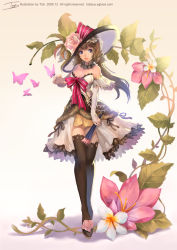 Rule 34 | 1girl, blue eyes, brown hair, bug, butterfly, hand fan, flower, gothic lolita, hat, bug, lace, lace-trimmed legwear, lace trim, legs, lips, lolita fashion, md5 mismatch, original, outstretched arm, outstretched hand, reaching, ribbon, solo, thighhighs, tob, zettai ryouiki