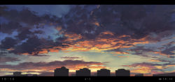 Rule 34 | building, city, cloud, cloudy sky, commentary request, dated, huanxiang huifeng, letterboxed, no humans, original, outdoors, scenery, sketch, sky, skyline, sunset