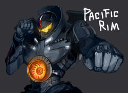 Rule 34 | cannon, chest cannon, clenched hand, clenched hands, directed-energy weapon, energy cannon, energy weapon, foreshortening, gipsy danger, glowing, hitsuji (hanatoutau), jaeger (pacific rim), legendary pictures, mecha, no humans, nuclear vortex turbine, pacific rim, pan pacific defense corps, robot, simple background, solo, super robot
