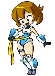 Rule 34 | 1girl, brown hair, mighty switch force!, navel, official art, patricia wagon, solo, thick thighs, thighs, wayforward, wide hips