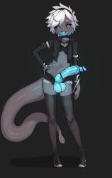Rule 34 | 1futa, absurdres, animal penis, black footwear, black sclera, black shorts, black skin, black thighhighs, blue hair, blue tongue, boots, collarbone, colored sclera, colored skin, colored tongue, commission, crop top, demon girl, demon tail, full body, futanari, glowing, glowing eyes, glowing penis, glowing tongue, hand on own hip, high heel boots, high heels, highres, horse penis, knotted penis, looking at viewer, micro shorts, monster girl, navel, open mouth, original, penis, short hair, shorts, smile, solo, spiked hair, tail, teeth, testicles, thighhighs, todding, tomboy, tongue, tongue out, upper teeth only, white hair