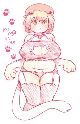 Rule 34 | 1girl, aki minoriko, blush, breasts, cat cutout, cat ear panties, cat lingerie, cat tail, cleavage, cleavage cutout, clothing cutout, lamm-flaum, large areolae, large breasts, lingerie, looking at viewer, meme attire, panties, paw print, plump, puffy nipples, smile, solo, tail, touhou, underwear