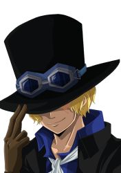 Rule 34 | 1boy, blonde hair, gloves, goggles, hat, male focus, one piece, sabo (one piece), smile, solo, top hat
