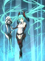 Rule 34 | 1girl, aqua eyes, aqua hair, bad id, bad pixiv id, censored, convenient censoring, elbow gloves, fingerless gloves, ganesagi, gloves, hatsune miku, hatsune miku (append), highres, long hair, navel, necktie, no panties, solo, sword, twintails, very long hair, vocaloid, vocaloid append, weapon