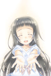 Rule 34 | 10s, 1girl, :d, ^ ^, black hair, blush, dress, closed eyes, highres, long hair, okitakung, open mouth, smile, solo, sparkle, sword art online, tears, yui (sao)