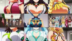 Rule 34 | 20s, 6+girls, absurdres, angel, angel girl, animated, anime screenshot, ass, black hair, blonde hair, blue hair, bouncing breasts, breasts, brown hair, butt crack, cleavage, cleavage cutout, clothing cutout, collage, comparison, compilation, flowframes, gabriel (nanatsu no bitoku), hat, heart cutout, high heels, highres, huge breasts, jumping, large breasts, long hair, looping animation, medium breasts, metatron (nanatsu no bitoku), michael (nanatsu no bitoku), miniskirt, multicolored hair, multiple girls, nanatsu no bitoku, navel, pink hair, raphael (nanatsu no bitoku), sandalphon (nanatsu no bitoku), sariel (nanatsu no bitoku), skirt, small breasts, smile, split screen, standing, tagme, the seven heavenly virtues, thigh strap, thighhighs, third-party edit, twintails, two-tone hair, underboob, uriel (nanatsu no bitoku), very long hair, video