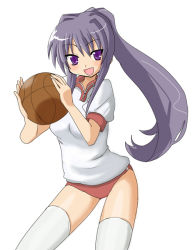 Rule 34 | 00s, ball, basketball, basketball (object), clannad, fujibayashi kyou, gym uniform, hottan!, ponytail, solo, thighhighs