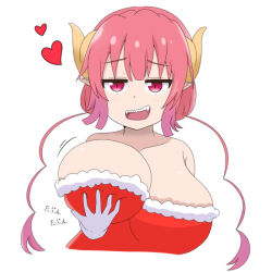 Rule 34 | 1girl, breasts, cleavage, hat, huge breasts, ilulu (maidragon), kobayashi-san chi no maidragon, large breasts, long hair, santa costume, santa hat