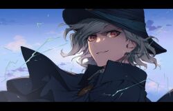 Rule 34 | 1boy, cross-shaped pupils, edmond dantes (fate), fate/grand order, fate (series), fedora, grey hair, hat, hua (supa jopa), letterboxed, male focus, pixiv id, red eyes, smile, symbol-shaped pupils, twitter username