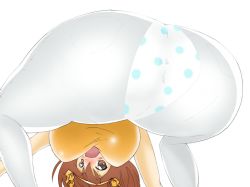Rule 34 | 1girl, ass, bent over, breasts, brown eyes, brown hair, casual, female focus, hairband, huge ass, huge breasts, open mouth, panties, polka dot, polka dot panties, suzumiya haruhi, suzumiya haruhi no yuuutsu, top-down bottom-up, torn clothes, underwear, yoru ha