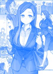 Rule 34 | 2girls, 6+boys, :d, ^ ^, aged down, alternate hair length, alternate hairstyle, bag, blue theme, breasts, closed eyes, comic, commentary request, flying sweatdrops, formal, getsuyoubi no tawawa, himura kiseki, kouhai-chan (tawawa), large breasts, long hair, mole, mole under eye, monochrome, multiple boys, multiple girls, multiple views, office lady, open mouth, parted bangs, shoulder bag, silent comic, single sidelock, skirt, skirt suit, smile, solo focus, sparkle, suit, sweatdrop, translation request, watch, wristwatch, | |