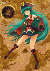 Rule 34 | 1girl, absurdly long hair, alternate hairstyle, anniversary, aqua eyes, aqua hair, bad id, bad pixiv id, bare legs, bare shoulders, birthday, black gloves, black hat, black skirt, blue eyes, blue hair, boots, breasts, brown footwear, collarbone, collared shirt, compass, cross-laced footwear, detached sleeves, dress, female focus, floating hair, frilled dress, frills, full body, gloves, happy birthday, hat, hato (vocaloid), hatsune miku, headphones, headset, highres, knee boots, long hair, long sleeves, mg42cat-k1ng, miniskirt, parted lips, pirate, pirate hat, plaid, plaid skirt, pleated, pleated dress, project diva, project diva (series), red shirt, red sleeves, sash, shirt, skirt, small breasts, smile, solo, v-shaped eyebrows, very long hair, vocaloid, wide sleeves