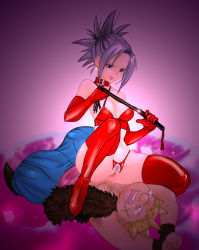 Rule 34 | bdsm, bondage, bound, breasts, censored, cleavage, dragon quest, dragon quest viii, latex, pubic hair, pussy, red (dq8), smile, square enix