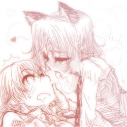 Rule 34 | ^^^, 2girls, animal ears, blush, breath, cat ears, couple, eila ilmatar juutilainen, hand on another&#039;s cheek, hand on another&#039;s face, heart, leaning, long hair, looking down, looking up, monochrome, multiple girls, necktie, open mouth, ryou (shirotsumesou), saliva, sanya v. litvyak, short hair, sketch, strike witches, sweatdrop, tears, tongue, world witches series, yuri