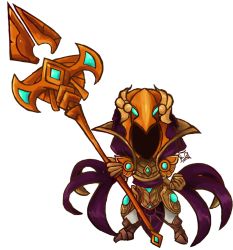 Rule 34 | 1boy, armor, azir, chibi, full body, league of legends, male focus, solo, tagme, transparent background, weapon